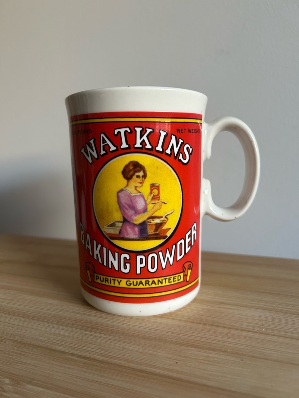 Watkins Red Ceramic Baking Powder Mug 1992